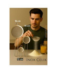 Inox Süzgeç Seti - 3 Boy Çok Amaçlı Süzgeç 304 Çelik Profesyoneller İçin