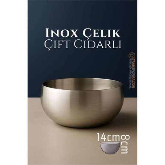 Çift Cidarlı Kase - Inox Çelik Kase  14 cm