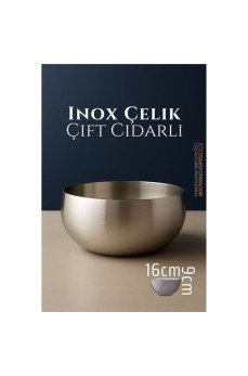 Çift Cidarlı Kase - Inox Çelik Kase 16 cm