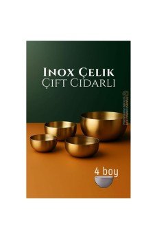 Çift Cidarlı Kase - Inox Çelik 4 LÜ Kase Seti Kase