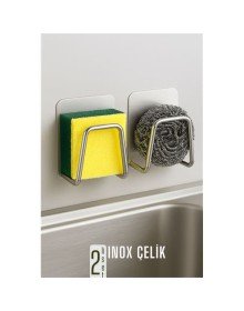 Inox Bulaşık Sübgerlik Stant- Mutfak Askısı Profesyonel 2 li SET