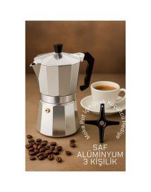 Klasik Italyan Moka Pot - 6061 Saf Alüminyum  Profesyonel Moka Pot - 3 kişilik