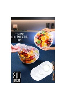 Esnek Kase Bonesi – 20 Adet, 25 cm’e Kadar Uyumlu, Tekrar Kullanılabilir Tabak Bone