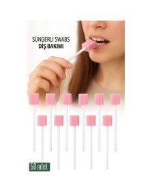 Süngerli Swab - Ağız ve Diş Bakım Çubuğu - 50 Adet