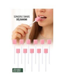 Süngerli Swab - Ağız ve Diş Bakım Çubuğu - 200 Adet Aile Paketi