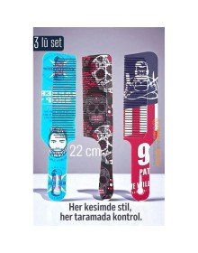 Saç Kesim Tarağı – Özel Tasarım 22 cm 3’lü Berber Tarağı Seti – Antistatik & Isıya Dayanıklı