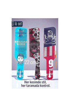 Saç Kesim Tarağı – Özel Tasarım 22 cm 3’lü Berber Tarağı Seti – Antistatik & Isıya Dayanıklı