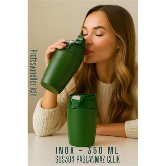 Inox Çelik Kahve Bardağı - 350 ml SUS304 Çelik Termos Profesyonel YEŞİL Inox Çelik Kahve Bardağı - 350 ml SUS304 Çelik Termos Profesyonel YEŞİL