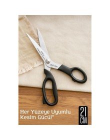 Çok Amaçlı Makas – 21 cm Uzunluk | 11 cm Kesim Bıçağı | Paslanmaz Çelik, Ergonomik Sap