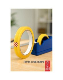 2 li Para Bandı Büyük Makinelere 12MM 66 mt Selobant – Şeffaf Bant | Masa Üstü Dispenser Uyumlu