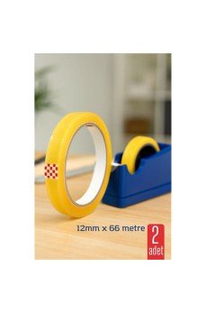 2 li Para Bandı Büyük Makinelere 12MM 66 mt Selobant – Şeffaf Bant | Masa Üstü Dispenser Uyumlu