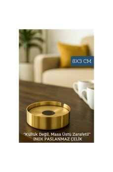 Gold Inox 1 MM Scotch Çelik Küllük – 8 cm x 3 cm | Modern, Hijyenik ve Dayanıklı Tasarım