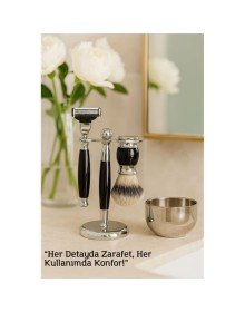 Koleksiyon Tıraş Seti – 304 Cerrahi Çelik & Kemik Saplı | Çift Cidarlı Tıraş Tası Icardi Collection