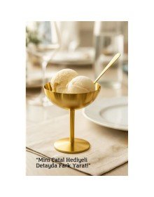 Gold Inox Çelik Ayaklı Dondurma ve Sunum Kasesi – Tatlı, Lokum ve Sunum Kabı