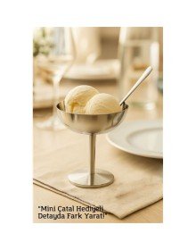 Gümüş Inox Çelik Ayaklı Dondurma ve Sunum Kasesi – Tatlı, Lokum ve Sunum Kabı