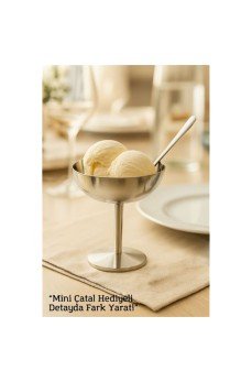 Gümüş Inox Çelik Ayaklı Dondurma ve Sunum Kasesi – Tatlı, Lokum ve Sunum Kabı