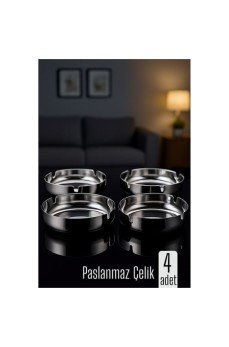 Paslanmaz Yuvarlak Küllük - Metal Kül Tablası - Masaüstü Küllük 4 LÜ