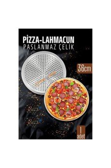 Paslanmaz Çelik Pizza-Lahmacun Tepsisi – Delikli Tasarım ile Mükemmel Pişirme 36 cm