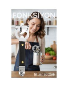 3’ü 1 Arada Konserve Açacağı – Şişe Açacağı ve Kapak Kaldıracı Paslanmaz Çelik