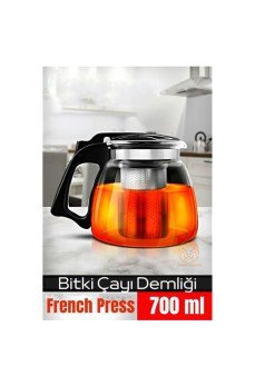 Süzgeçli French Press Cam Demlik 700 Ml Bitki Çayı Demliği
