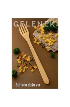 Doğal Gürgen Ağacı Servis Çatalı – 25 cm, El Yapımı Ahşap Mutfak Gereci