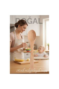 Doğal Gürgen Bebek Mama ve Hazırlık Kaşığı – 13 cm, Mini Boy, Şık ve Pratik