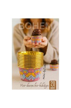 Bohem Yuvarlak Kek Kalıbı , Alüminyum Cupcake Muffin Kalıbı 20'li Paket Bohem Yuvarlak Kek Kalıbı , Alüminyum Cupcake Muffin Kalıbı 20'li Paket