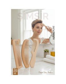 3 lü Doğal Şimşir Ahşap Tarak Seti– 16 cm, Anti-statik, Kepek Karşıtı ve El Yapımı