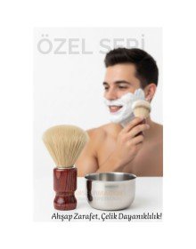 Klasik Tıraş Seti – Ahşap Saplı Fırça & 304 Paslanmaz Çelik Tıraş Tası