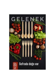 Doğal Gürgen Ağacı Kaşık & Çatal Seti – 8’li, 27 cm Kaşık / 25 cm Çatal