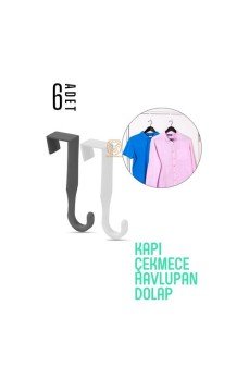Pratik Askı Dolap Çekmece Havlupan Kapı Askısı 6 ADET