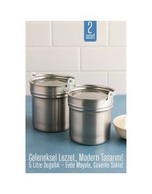 2 li Yoğurt Bakracı – Paslanmaz Çelik 5 Litre |  Kapaklı, Hijyenik ve Dayanıklı
