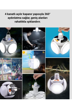 Güneş Enerjili Katlanabilir 5 Kanatlı Solar Bahçe Lambası