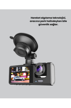 3 Kameralı Araç İçi Kayıt Cihazı  Suya ve Toza Dayanıklı Tasarım