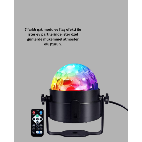 3 Renk 7 Mod Döner Disko Topu Işık