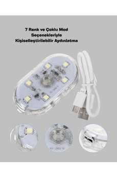 7 Renk Modlu Dokunmatik Sensörlü Mini LED Araç İçi Lamba 7 Renk Modlu Dokunmatik Sensörlü Mini LED Araç İçi Lamba