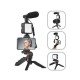 Tripod Telefon Tutucu Kumandalı Mikrofon Led Işık Vlog Video Kayıt