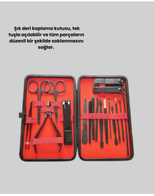 17 Parçalık Deri Kaplamalı Manikür Seti