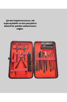 17 Parçalık Deri Kaplamalı Manikür Seti