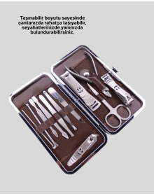 12 Parçalık Özel Deri Çantalı Kişisel Bakım Seti