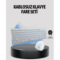 Beyaz Kablosuz Klavye Fare Seti Kablosuz Fare USB Alıcı PC Uyumlu