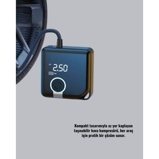 150 PSI Yüksek Basınç Kapasiteli Kablosuz Lastik Pompası