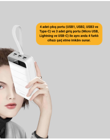 Çoklu Cihaz Uyumlu LED Ekranlı 50000 mAh Powerbank