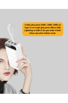 Çoklu Cihaz Uyumlu LED Ekranlı 50000 mAh Powerbank