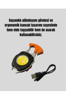 Çok İşlevli USB Şarjlı Anahtarlık Fener