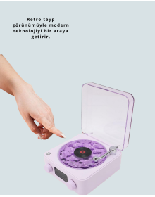 360° Sesli Kablosuz Hoparlör – Retro Tasarım ve Projektör Işığı