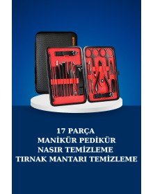 17 Parça Manikür Seti Taşınabilir Özel Çantalı El ve Ayak Bakımı Tırnak Batığı Temizleme