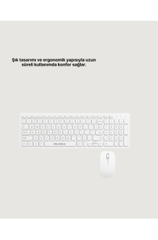 Kablosuz Klavye Mouse Seti Beyaz Q Klavye Tüm Cihazlara Uyumlu