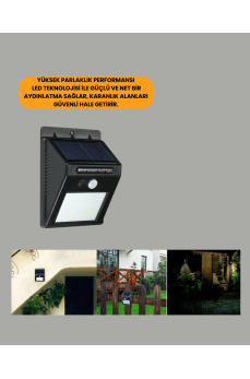 144 LED'li Geniş Aydınlatma Alanına Sahip Güneş Enerjili Güvenlik Lambası