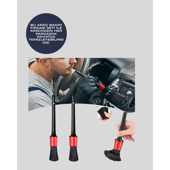 5'li Araç Temizlik Fırça Seti-Detaylı Temizlik İçin Çok Amaçlı Fırçalar